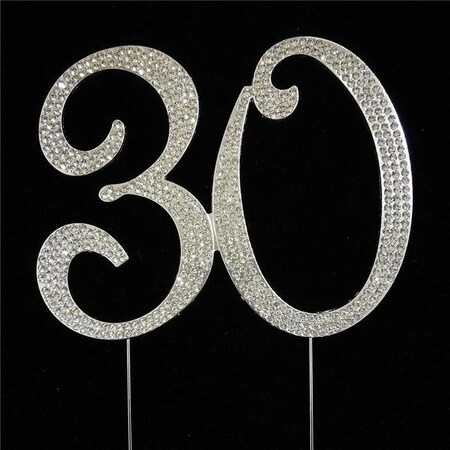Tian Sweet Tian Sweet 33015-30 30th Rhinestone Cake Topper - Silver 33015-30